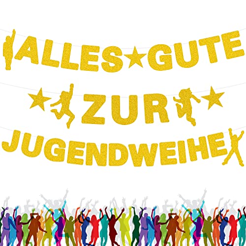 Alles Gute zur Jugendweihe Girlande, Jugendweihe Deko Banner Papier Hängende Dekoration Junge Mädchen Foto Hintergrund Banner Geschenkidee zur Jugendweihe (Gold) von WAIMXDAO