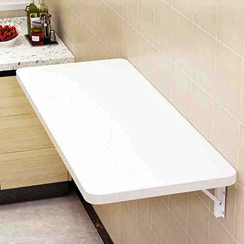 Wandmontierter Tisch, Wandschreibtisch, ausklappbarer Computertisch, zusammenklappbarer, strapazierfähiger Banktisch mit Regalhalterung, Küchen-Esstisch, für Büro/Waschküche(Size:50X70CM,Color:Weiß) von WAING
