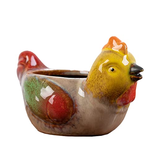 WAIT FLY Niedlicher Tier-Keramik-Blumentopf-Sukkulenten-Übertopf-Huhn von WAIT FLY