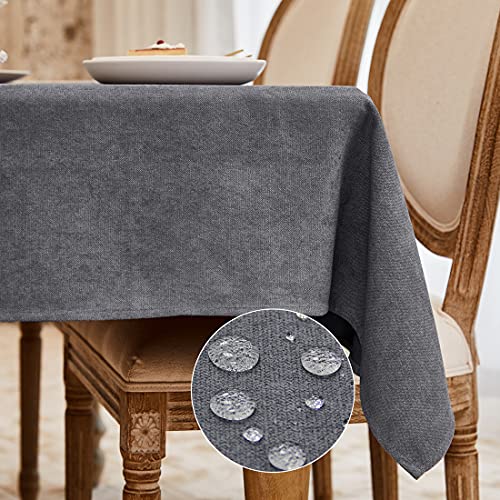 WAITER TREE Tischdecke Hochwertig Tischdecke Abwaschbar Tischtuch Pflegeleichte Tischdecke Flaumoptik Wasserdicht Tischdecke Lotuseffekt Dunkelgrau 140 x 180 cm von WAITER TREE