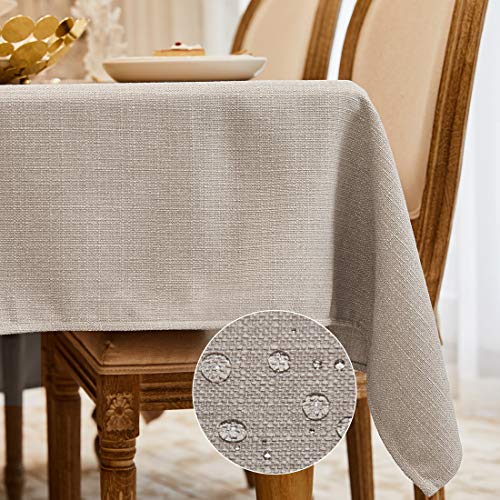 WAITER TREE Tischdecke leinen Hochwertig Tischdecke Abwaschbar Tischtuch Pflegeleichte Tischdecke Leinenoptik Wasserdicht Tischdecke Lotuseffekt Beige 145 x 215 cm von WAITER TREE