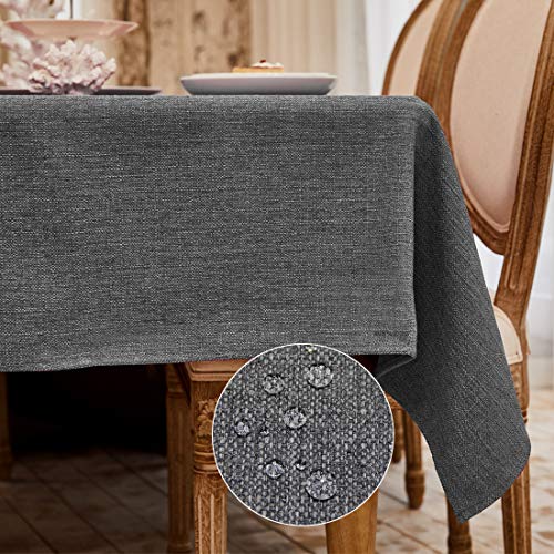 WAITER TREE Tischdecke leinen Hochwertig Tischdecke Abwaschbar Tischtuch Pflegeleichte Tischdecke Leinenoptik Wasserdicht Tischdecke Lotuseffekt Dunkelgrau 140 x 240 cm von WAITER TREE