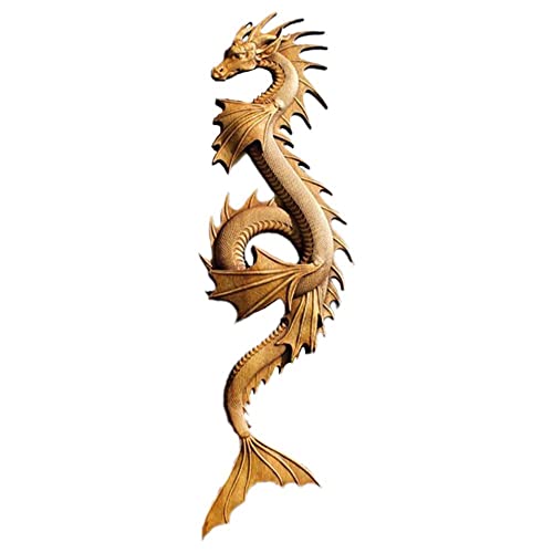 WAITLOVER Drachen Statue Wanddekoration, Holzschnitzerei Drache Drachen nordische Deko Wandschnitzerei Boho Hänge, V2j3 Holz von WAITLOVER