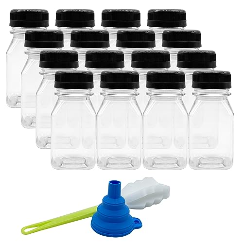 WAIZHIUA 16 Stück 125 ml Kunststoff-Saftflaschen, kleine, transparente PET-Flaschen, leer, wiederverwendbare Getränkeflaschen, Behälter mit Kappen, Pinseltrichter für Saft, Milch, Smoothie, Wasser, WAIZHIUA 16 Stück 125 ml Kunststoff-Saftflaschen, kleine, transparente PET-Flaschen, leer, wiederverwendbare Getränkeflaschen, Behälter mit Kappen, Pinseltrichter für Saft, Milch, Smoothie, Wasser, von WAIZHIUA