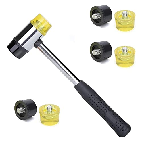 WAIZHIUA Doppelkopf Gummihammer, Ø 25 mm Doppelkopfhammer Klein mit 6 Ersatz-Hammerköpfen, Gummi Hammer mit Rutschfester Griff, Klein Schonhammer für Holz Kunststoff Leder Schmuck Kunsthandwerk WAIZHIUA Doppelkopf Gummihammer, Ø 25 mm Doppelkopfhammer Klein mit 6 Ersatz-Hammerköpfen, Gummi Hammer mit Rutschfester Griff, Klein Schonhammer für Holz Kunststoff Leder Schmuck Kunsthandwerk von WAIZHIUA