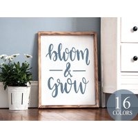 Bloom & Grow, Inspirierendes Zeichen, Bürodekoration, Büroschild, Erfolgsschild, Motivationsschild, Positivitätsschild, Träume Wachstumsschild von WAIdecor