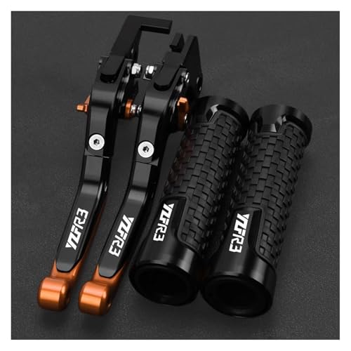 Einstellbarer Brems- Und Kupplungshebel Für Motorräder, Lenkergriffe Für YZF R3 2015 2016 2017 2018 2019 2020 2021 2022 2023 2024(Black OrangeOrange) von WAJUHJK