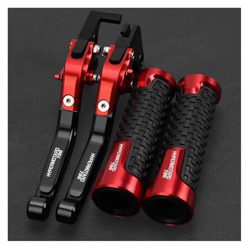 Für DUCATI HYPERMOTARD796 HYPERMOTARD 796 2010 2011 2012 Motorradbremsgriff, Einstellbarer Bremskupplungshebel, Lenkergriff(Red BlackRed) von WAJUHJK
