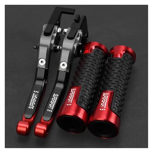 Für DUCATI SUPERSPORTS SUPER SPORT S 2017 2018 Motorradzubehör Bremsgriff Verstellbare Bremskupplungshebel Lenkergriffe(Gray Black Red) von WAJUHJK