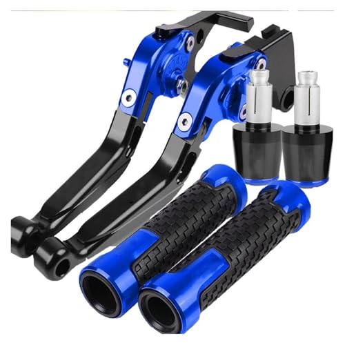 Für FZ8 FZ-8 2011 2012 2013 2014 2015 2016-2020 Motorrad Einstellbare, Klappbare Bremskupplungshebel Und Griffenden-Set(Blue Black) von WAJUHJK