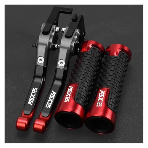 Für MSX125 GROM MSX 125 2014-2021 2022 2023 Motorradzubehör Verstellbare Bremskupplungshebel Lenkergriffe Griff(Gray Black Red) von WAJUHJK