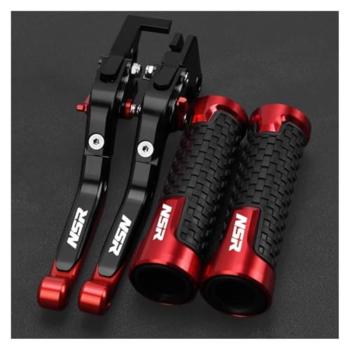 Für NSR250 /MC18/MC21/MC22/MC19 CBR250 1988-1994 Motorrad-Klappbremskupplungshebel & 7/8''22MM Lenkergriffe(BlackRed) von WAJUHJK