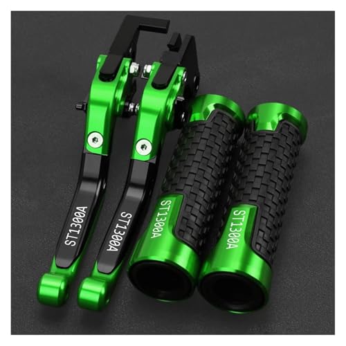 Für ST1300 ST1300A ST 1300A 2003-2007 Kupplungshebel Bremshebelsatz Verstellbarer Klappgriff Hebel Motorradzubehör(BlackGreen Green) von WAJUHJK