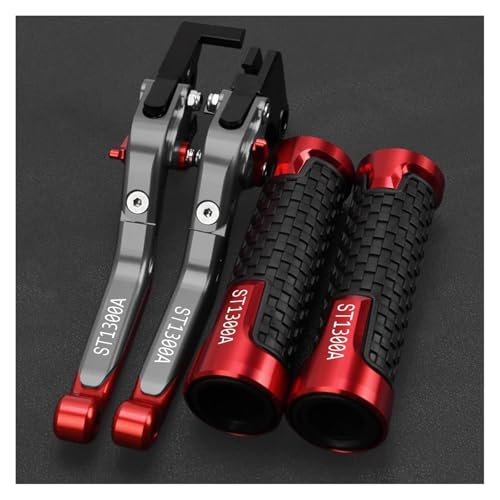 Für ST1300 ST1300A ST 1300A 2003-2007 Kupplungshebel Bremshebelsatz Verstellbarer Klappgriff Hebel Motorradzubehör(Gray Red) von WAJUHJK