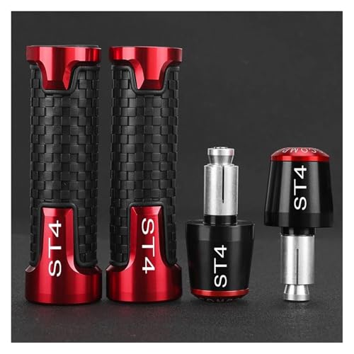 Motorrad 7/8''22MM CNC Lenkerkappe Endstopfen Lenkergriffe FÜR DUCATI ST2 ST3 ST4 2020 2021 2022 2023 Alle Baujahre Zubehör(Red Black) von WAJUHJK