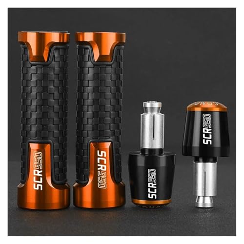 Motorrad 7/8'' 22MM Lenkerkappen Endstopfen Lenkergriffe FÜR SCR 950 SCR950 2017 2018 2019 2020 2021 2022 2023 2024(Black Orange) von WAJUHJK