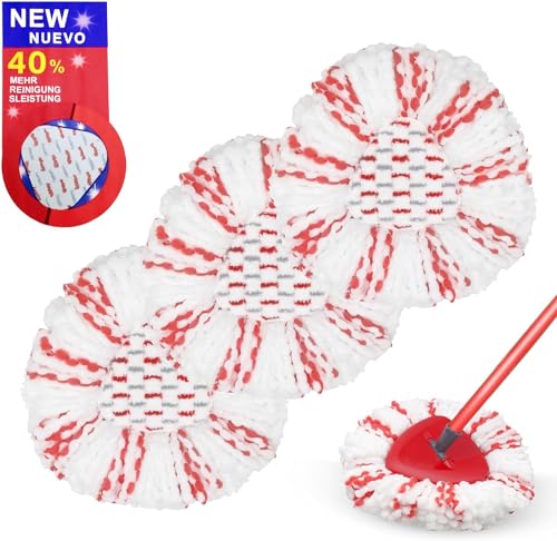 3 Stück Moppköpfe Kompatibel mit Vileda Turbo Wischmop, Mikrofaser Wischmopp Ersatzköpfe, Wischmopp Ersatz für EasyWring&Clean Bodenwischer, für alle Böden, Maschinenwaschbar von WAKAYOYO