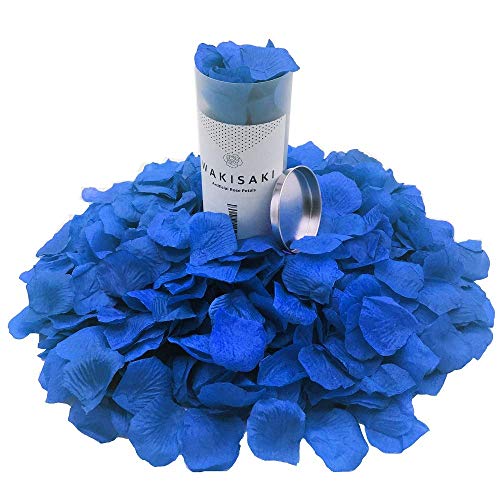(Getrennt, Desodoriert) Künstliche gefälschte Rosenblätter für Romantische Nacht, Hochzeit, Event, Party, Dekoration, in Loser Schüttung (1000 Stücke, Ägyptisches Blau) von WAKISAKI