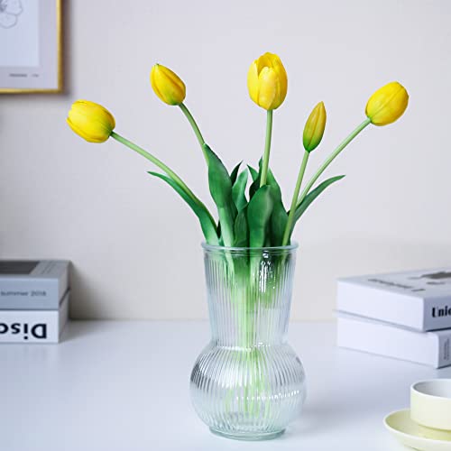 WAKISAKI 40-cm hochwertige tulpen künstlich wie echt kunsttulpen, echte berührung, Flexibler stiel, leicht zu Formende kunstblumen (Ohne Vase), 5er-Set, Limonadengelb von WAKISAKI