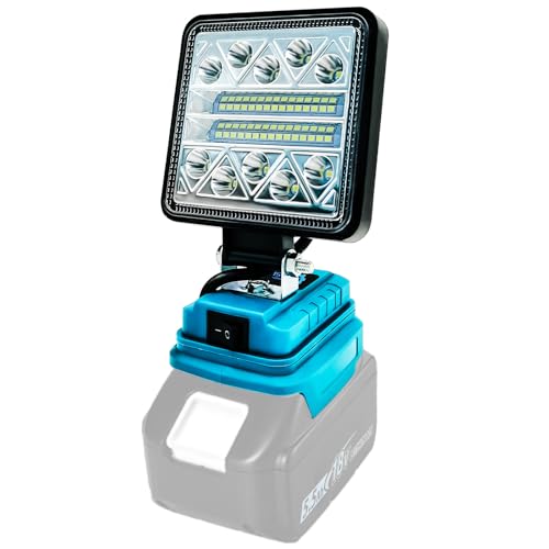 Akku-Lampe 48W 3800LM Für Makita 18v, Led Arbeitsleuchte Akku, Led Strahler Tragbares LED Lampe,Akku Scheinwerfer mit USB-Aufladung für Autoreparatur, Heimbeleuchtung,Camping von WAKKAPEINT