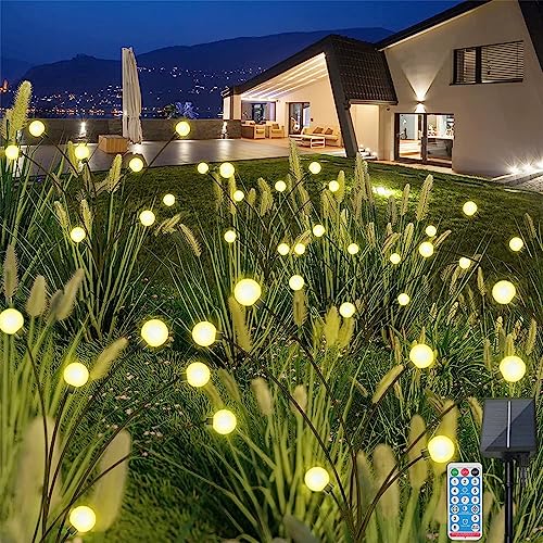 WALCHO Solar Glühwürmchen Lichter, 4 Stück 6 LED 1200mAh(Angetrieben von 1 Solar) Solar Garten lichter, 8 Modi IP65 Wasserdicht Solarleuchte für Garten,Yard Patio,Fußweg,Party, Warmes Licht von WALCHO