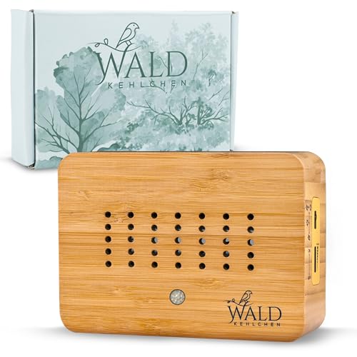 WALDKEHLCHEN® - Vogelgezwitscher Box Toilette Bewegungsmelder aus echtem Bambus Vollholz - Naturgeräusche Box mit Nachtlicht und Touchfunktion - Nachhaltiger Vogelzwitscher Bewegungsmelder mit Timer von WALDKEHLCHEN