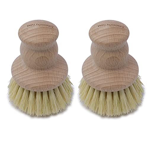 WALDKRAFT Topfbürste reinigt Starke Verschmutzungen aus Pfannen, Töpfe, Vegane Borsten, Hitzebeständig, Made in Germany (Fibre Besatz, 2) von WALDKRAFT