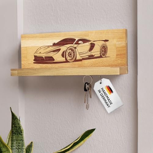 WALDMITTE Schlüsselbrett Holz mit Ablage-Brett - Handgemachtes Wand-Schlüsselboard mit starken Neodym-Magneten | Schlüsselhalter Flur, Schlüsselablage für Schlüssel Handy & Co. (Autos 1, Auto) von WALDMITTE