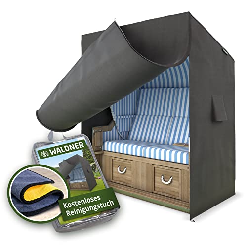 WALDNER Strandkorb Schutzhülle | Oxford 600D | Abdeckung Strandkorbhülle Abdeckhaube Abdeckplane | wasserdicht winterfest wetterfest UV-beständig atmungsaktiv | 135 x 105 x 175 B/T/H | grau anthrazit von WALDNER