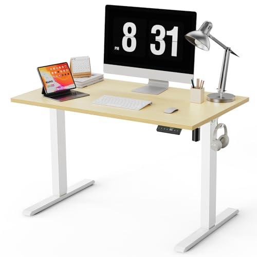 WALKINGDESK Ganze Tischplatte Höhenverstellbarer Schreibtisch, Elektrisch 100 x 60 cm Computertisch, Steh-Sitz Tisch mit Einteiliger Tischplatte, Standing Desk mit 4 Memory Funktion, Eiche von WALKINGDESK
