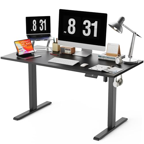 WALKINGDESK Ganze Tischplatte Höhenverstellbarer Schreibtisch, Elektrisch 140 x 70 cm Computertisch, Steh-Sitz Tisch mit Einteiliger Tischplatte, Standing Desk mit 4 Memory Funktion, Schwarz von WALKINGDESK