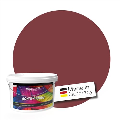 WALLCOVER Colors Wandfarbe Rot 1 L für Innen dunkel Innenfarbe Matt | Profi Innenwandfarbe Napoli 4F in Premium Qualität | weitere Größen erhältlich von WALLCOVER