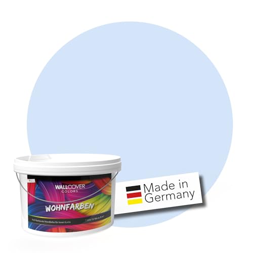 WALLCOVER hochwertige Wandfarbe für Innen | Hellblau Pastell | 2.5L für 20m² | Hochdeckende Innenfarbe (Klasse 1) in Eisblau Matt | Profi Qualität aus Deutschland von WALLCOVER