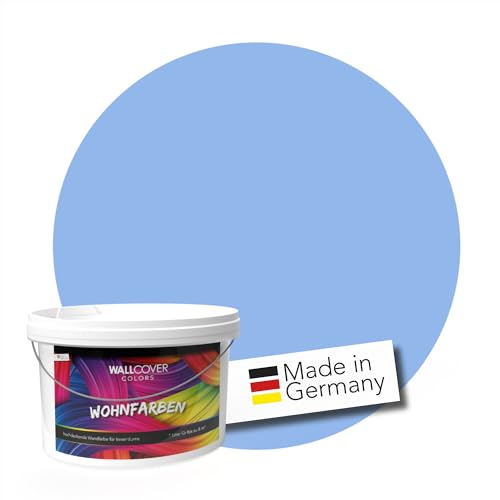 WALLCOVER hochwertige Wandfarbe für Innen | Blau Hellblau | 2.5L für 20m² | Hochdeckende Innenfarbe Matt (Klasse 1) | Profi Qualität aus Deutschland von WALLCOVER