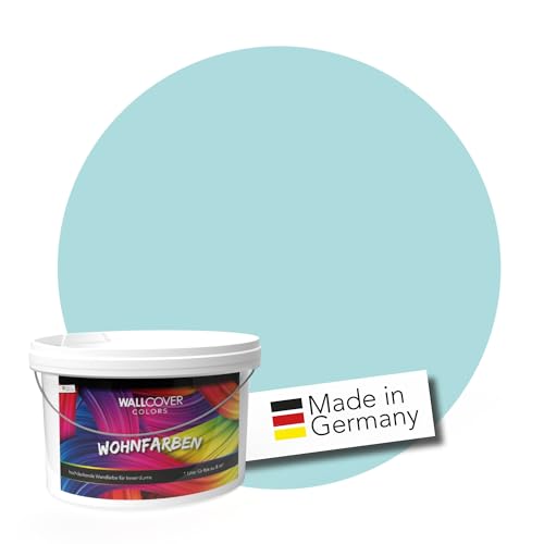 WALLCOVER Colors Wandfarbe Blau Türkis 2.5 L für Innen Innenfarbe hell Matt | Profi Innenwandfarbe Margarita 4B in Premium Qualität | weitere Größen erhältlich von WALLCOVER