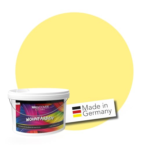 WALLCOVER hochwertige Wandfarbe für Innen | Gelb | 2.5L für 20m² | Hochdeckende Innenfarbe Matt (Klasse 1) | Profi Qualität aus Deutschland von WALLCOVER