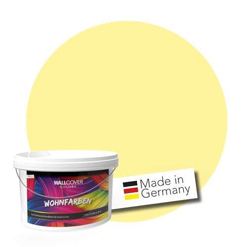 WALLCOVER hochwertige Wandfarbe für Innen | Gelb | 1L für 8m² | Hochdeckende Innenfarbe Matt (Klasse 1) | Profi Qualität aus Deutschland von WALLCOVER