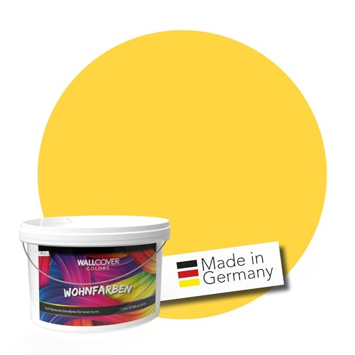 WALLCOVER hochwertige Wandfarbe für Innen | Gelb | 2.5L für 20m² | Hochdeckende Innenfarbe Matt (Klasse 1) | Profi Qualität aus Deutschland von WALLCOVER