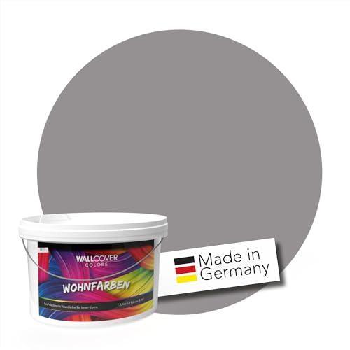 WALLCOVER hochwertige Wandfarbe für Innen | Grau Anthrazit (Mystic Mocha) | 1L für 8m² | Hochdeckende Innenfarbe Matt (Klasse 1) | Profi Qualität aus Deutschland von WALLCOVER