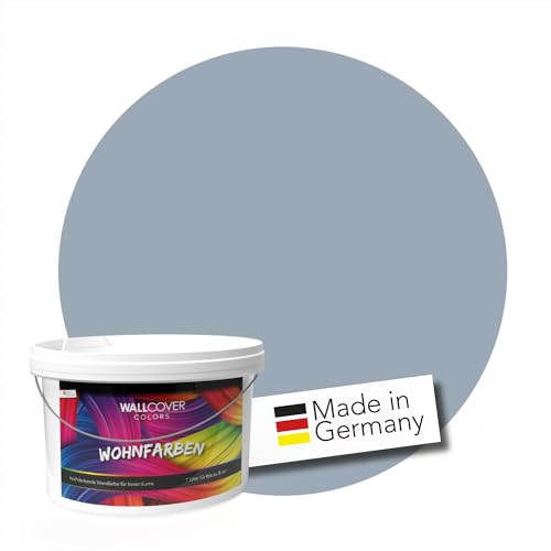 WALLCOVER Colors Wandfarbe Grau Blau 2.5 L für Innen Innenfarbe Hell Matt | Profi Innenwandfarbe Ethereal Mist in Premium Qualität | weitere Größen erhältlich von WALLCOVER