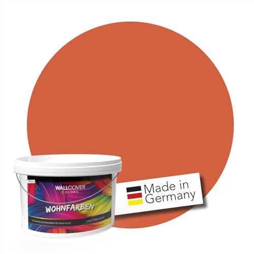 WALLCOVER Colors Wandfarbe Orange 2.5 L für Innen hell Innenfarbe Matt | Profi Innenwandfarbe Palermo 1E in Premium Qualität | weitere Größen erhältlich von WALLCOVER