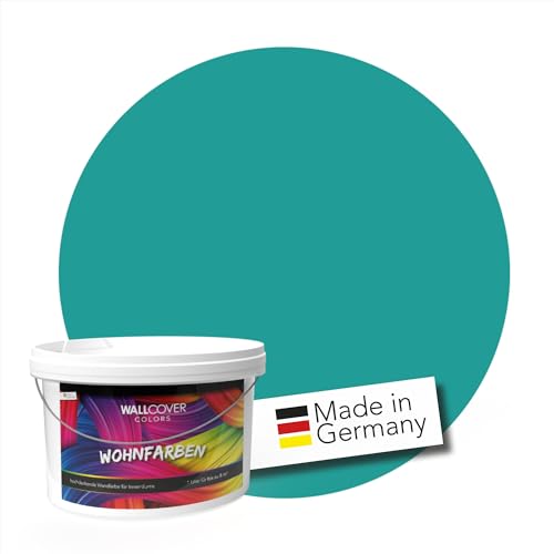 WALLCOVER Colors Wandfarbe Petrol Grün Petrolgrün für Innen 1 L Innenfarbe Matt | Profi Innenwandfarbe in Premium Qualität | weitere Größen und Farbtöne erhältlich von WALLCOVER