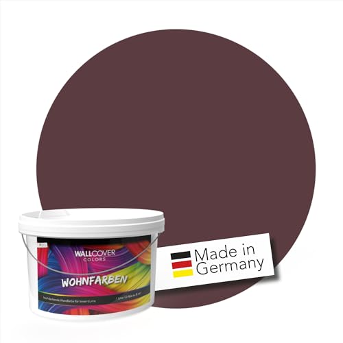 WALLCOVER Colors Wandfarbe Rot Bordeaux für Innen 1 L Innenfarbe Piccadilly 5F Matt | Profi Innenwandfarbe in Premium Qualität | weitere Größen und Farbtöne erhältlich von WALLCOVER