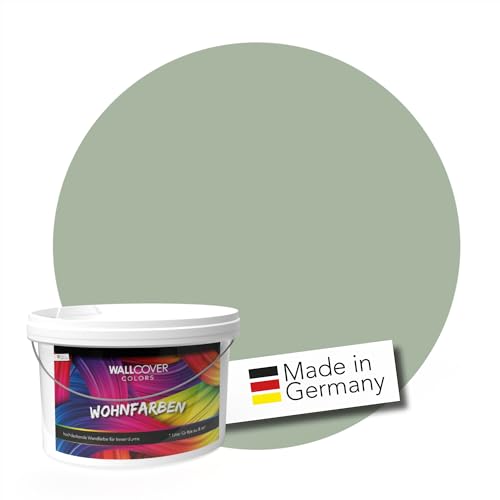 WALLCOVER Colors Wandfarbe Salbeigrün 1L für innen grüne Farbtöne hohe Deckkraft verschiedene Größen Wohnfarben reinigungsfreundlich atmungsaktiv spritzfeste Verarbeitung von WALLCOVER