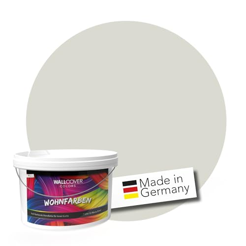 WALLCOVER Colors Wandfarbe Seidengrau Grauton 2,5L für innen hell graue Farbtöne hohe Deckkraft verschiedene Größen Wohnfarben reinigungsfreundlich atmungsaktiv spritzfeste Verarbeitung von WALLCOVER