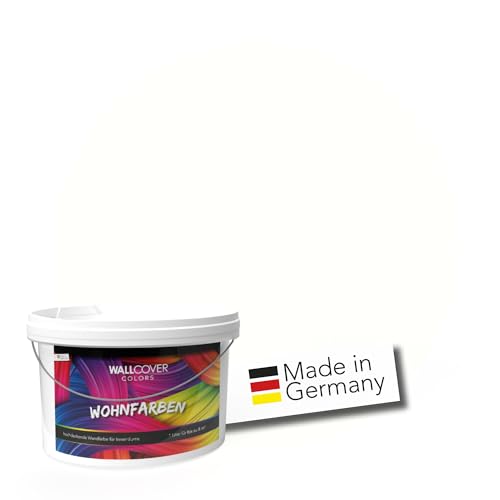 WALLCOVER Colors Wandfarbe Weiß 2.5 L für Innen Innenfarbe Blütenweiß Matt Profi Farbe Innenwandfarbe in Premium Qualität | hohe Deckkraft | weitere Größen und Farbtöne erhältlich von WALLCOVER