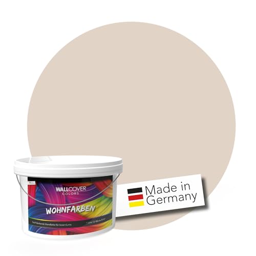 WALLCOVER hochwertige Wandfarbe für Innen | Beige Sand | 1L für 8m² | Hochdeckende Innenfarbe Matt (Klasse 1) | Profi Qualität aus Deutschland von WALLCOVER
