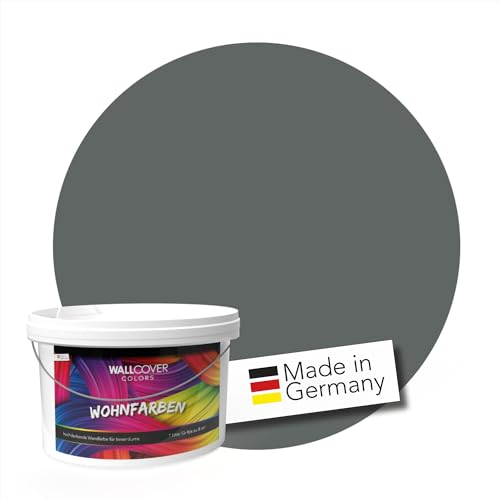 WALLCOVER Colors Wandfarbe Grau für Innen 1 L Innenfarbe Moon 6B Matt | Profi Farbe Innenwandfarbe in Premium Qualität | weitere Größen und Farbtöne erhältlich von WALLCOVER