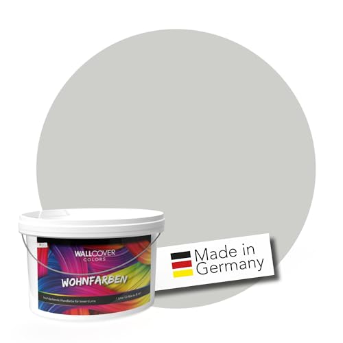 WALLCOVER hochwertige Wandfarbe für Innen | Grau | 2.5L für 20m² | Hochdeckende Innenfarbe Matt (Klasse 1) | Profi Qualität aus Deutschland von WALLCOVER