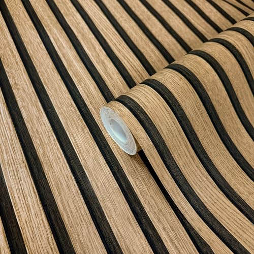 WALLCOVER Tapete Holzoptik Braun Vliestapete Akustikpaneele Holzwand 3D Effekt Skandi Holzpaneele Natur Optik Modern Holzwand 10,05 m x 0,53 m Made in Germany WALLCOVER Tapete Holzoptik Braun Vliestapete Akustikpaneele Holzwand 3D Effekt Skandi Holzpaneele Natur Optik Modern Holzwand 10,05 m x 0,53 m Made in Germany von WALLCOVER